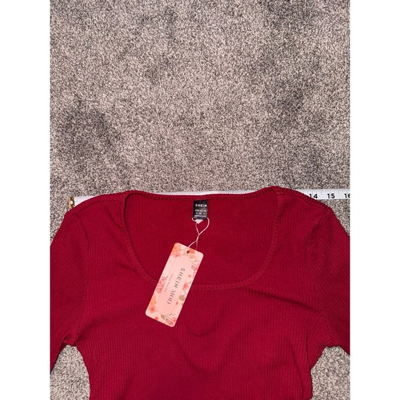 Shein‎ NWT Women's Red Cropped Long Sleeve - Picture 10 of 11
